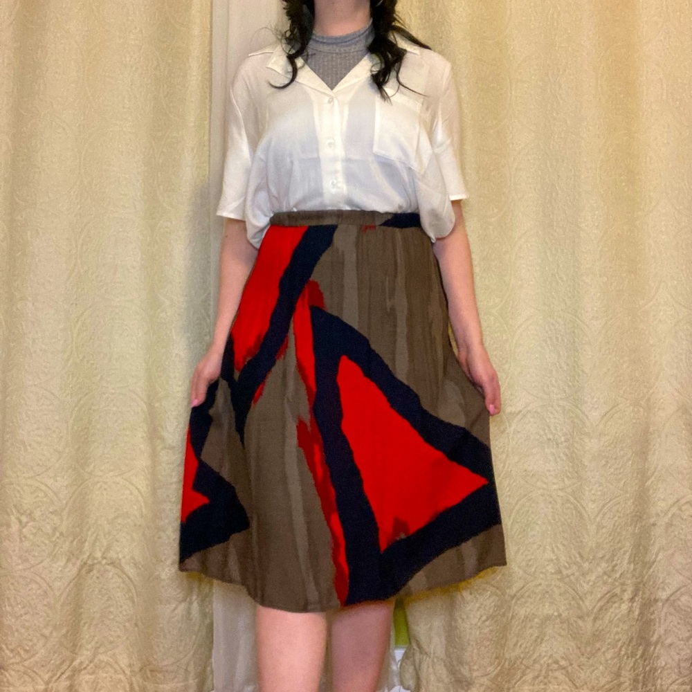VTG 80s geo midi skirt